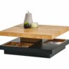 Table basse plateau pivotant TURN Imitation chêne et noir