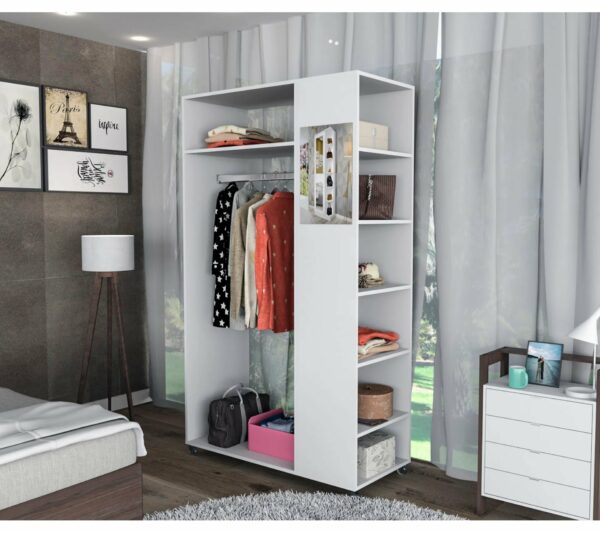 telechargement_5_94fd629f-6937-4627-bf70-55163a423db8 Meuble Dressing Penderie Blanc 8 Niches Miroir Roulettes L 100 H 174 P 45 Cm
