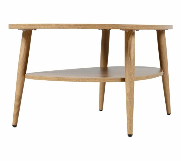 Table basse ovale double plateau COLUMBUS imitation chêne