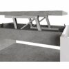 Table basse plateau relevable avec coffre DESPACITO Imitation béton et blanc