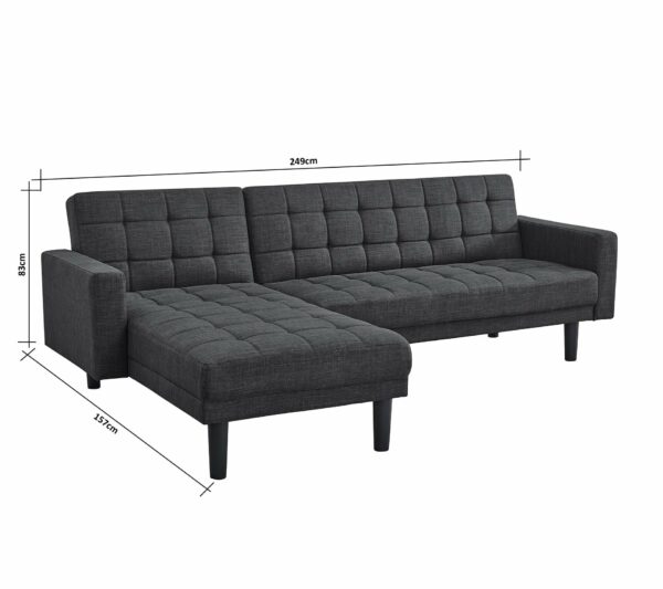 Canapé d'angle ANDREW convertible Gris anthracite