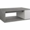 Table basse plateau relevable avec coffre DESPACITO Imitation béton et blanc