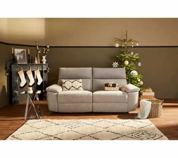 Canapé 3 places 2 relax électriques ORION tissu gris clair