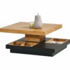 Table basse plateau pivotant TURN Imitation chêne et noir