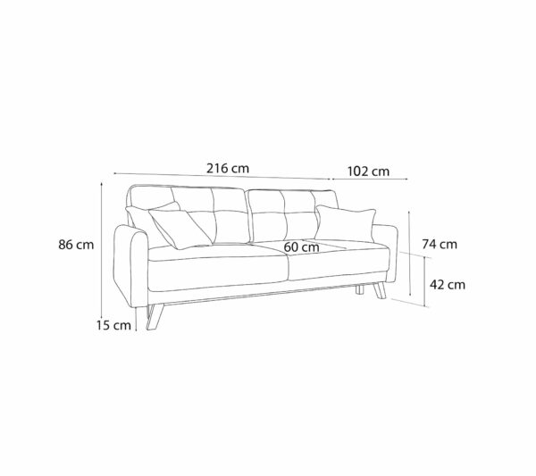 Canapé 3 places convertible avec coffre BALIO Gris anthracite