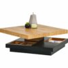Table basse plateau pivotant TURN Imitation chêne et noir