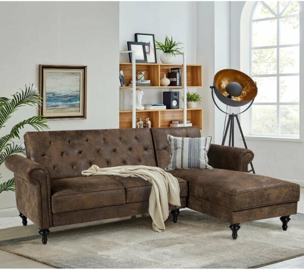 Canapé angle droit convertible COLETTA Tissu vintage