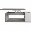 Table basse plateau relevable avec coffre DESPACITO Imitation béton et blanc