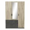 Armoire 3 portes 2 tiroirs L.134 cm READY imitation chêne kronberg et ardoise