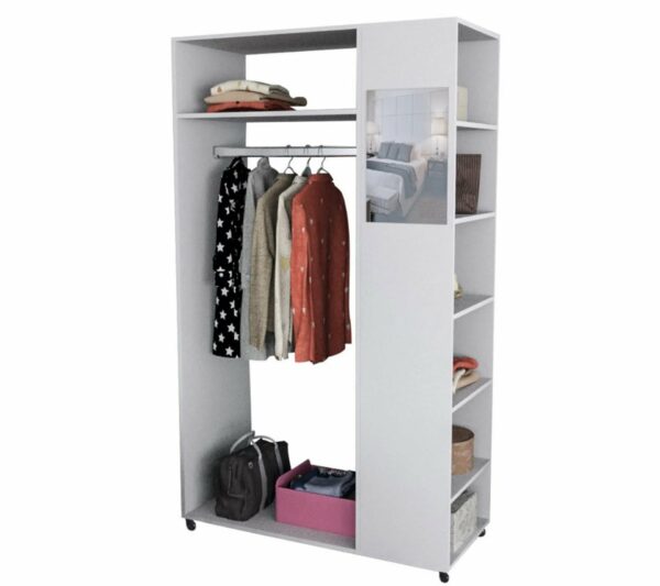 telechargement_90a4fd50-d607-4951-940b-c50cc38d4f53 Meuble Dressing Penderie Blanc 8 Niches Miroir Roulettes L 100 H 174 P 45 Cm
