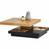 Table basse plateau pivotant TURN Imitation chêne et noir
