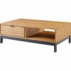 Table basse style atelier BRONX Bois massif et noir