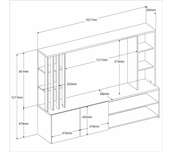 Meuble TV OMBRE imitation chêne et blanc