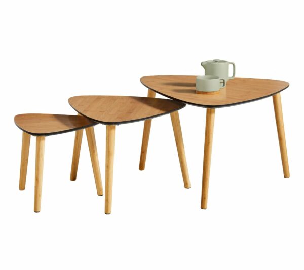 Table basse gigogne MOLLY Noir et imitation chêne