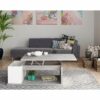 Table basse plateau relevable avec coffre DESPACITO Imitation béton et blanc