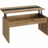 Table basse avec plateau relevable YANA Imitation chêne et noir